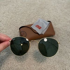 Gold and green rayban sunglasses